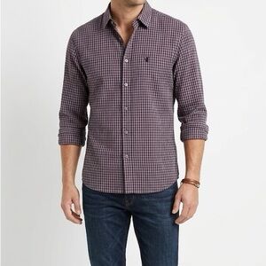 John Varvatos Purple Plaid Long Sleeve Button Down Large